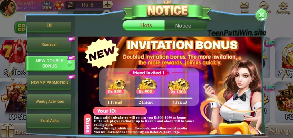 3 Patti Win Referral Program