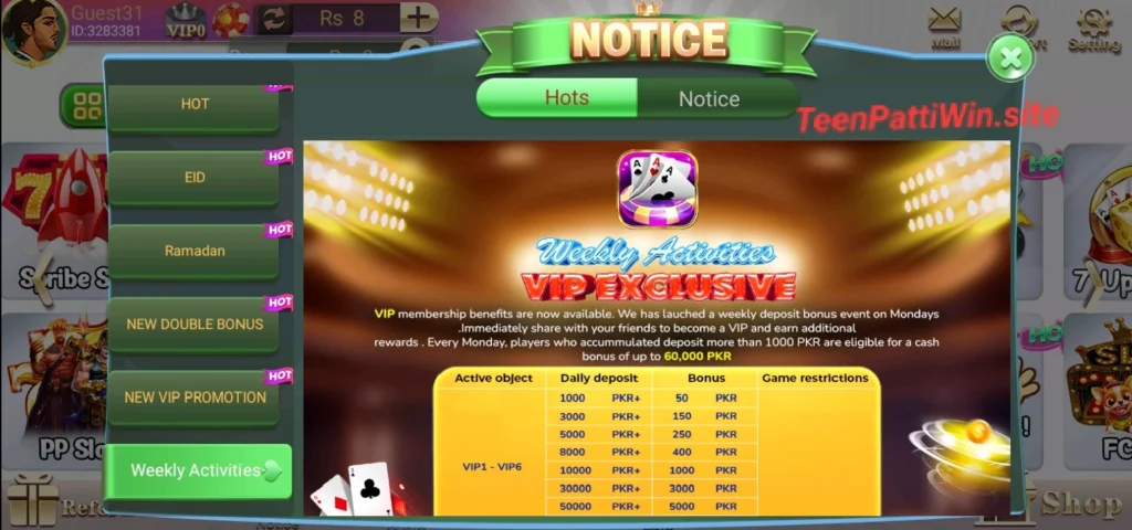Teen Patti Win Rebate Bonus